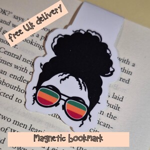 Magnetic Bookmark Girl with Glasses Cute Aesthetic Page Marker Handmade Bookish Gift for Readers, Students, Teachers, Journals