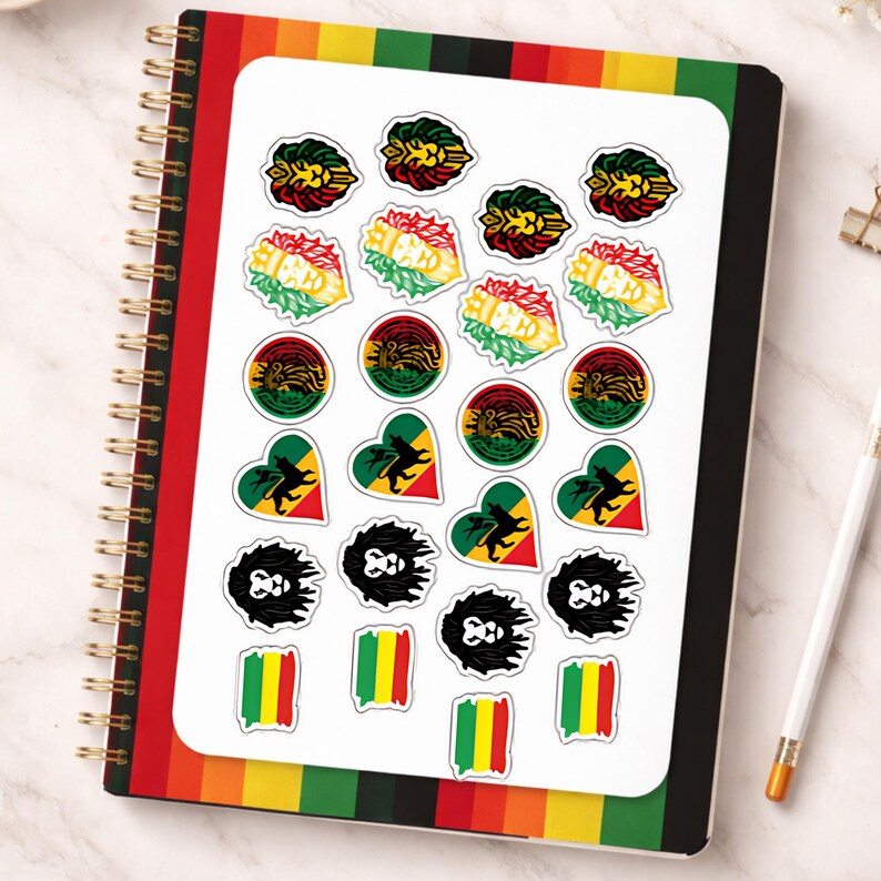 Word Rasta Sticker Mini Rasta Stickers – Rasta Glasses, Peace Sign, Lips, Girl + Heart ...