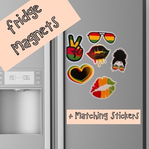 Rasta Fridge Magnets: Reggae Decor, Caribbean Gift - Set of 6