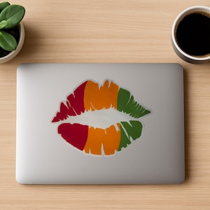 Large Rasta Lips Vinyl Sticker – Red, Gold & Green | 8.48&quot; x 6.65&quot; | Bold Afrocentric Decal for Laptop, Skateboard, Wall, Car, etc.