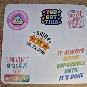 Motivational Vinyl Stickers - Uplifting Quotes for Laptop, Water Bottle, Journal, Mirror.
