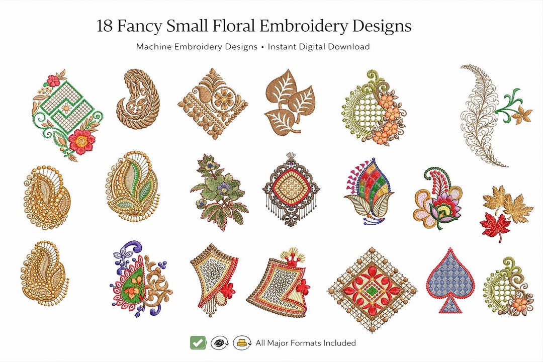 18 Fancy Small Floral Machine Embroidery Designs | Mini Flower Motifs ...