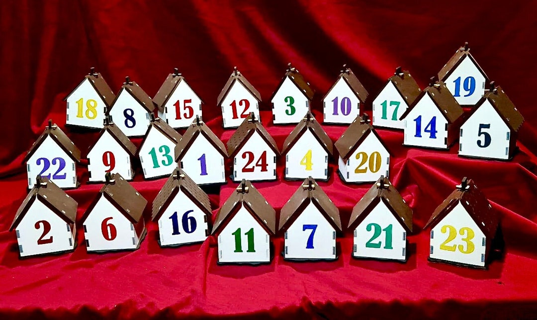 Sustainable Advent Calendar Made of Wood Small Houses Etsy
