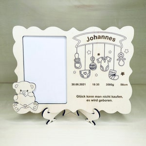 Picture frame for birth, baby picture frame, photo frame personalizable optionally with stand
