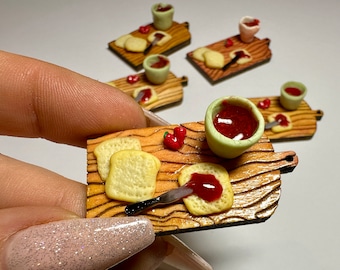 Miniatur-Lebensmittel - für Wichtel und Puppenhäuser - verschiedene Brettchen - MiniFood - Wichtel Deko