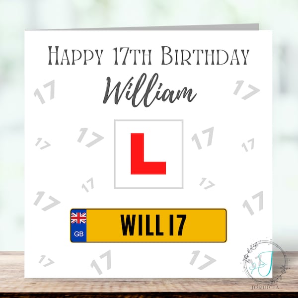 Personalised 17th Birthday Learner Car Card Son Daughter Grandson - Foto 4