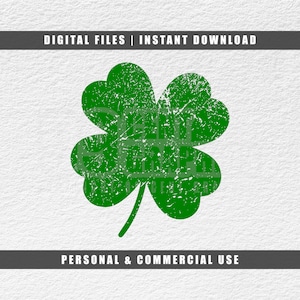 Trébol svg, trébol de 4 hojas, día de San Patricio, svg angustiado, cricut svg, descarga instantánea