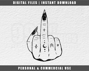 Dito medio della mano della strega SVG: file di taglio di Halloween in difficoltà (download digitale)