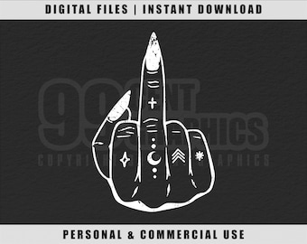 Dito medio della mano della strega SVG: file di taglio di Halloween in difficoltà (download digitale)