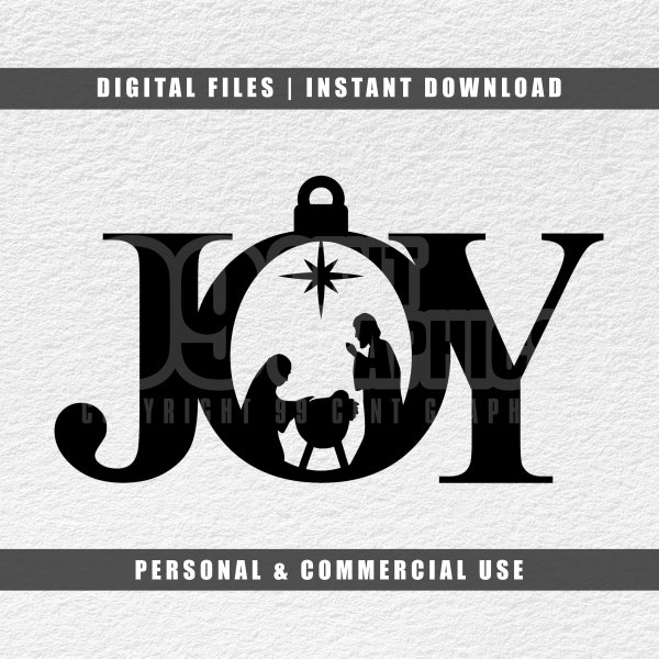 Joy Nativity Scene Ornament Svg, Jesus Birth Svg, Christmas Svg, Cricut Svg, Png, Jpg, Pdf, Instant Download