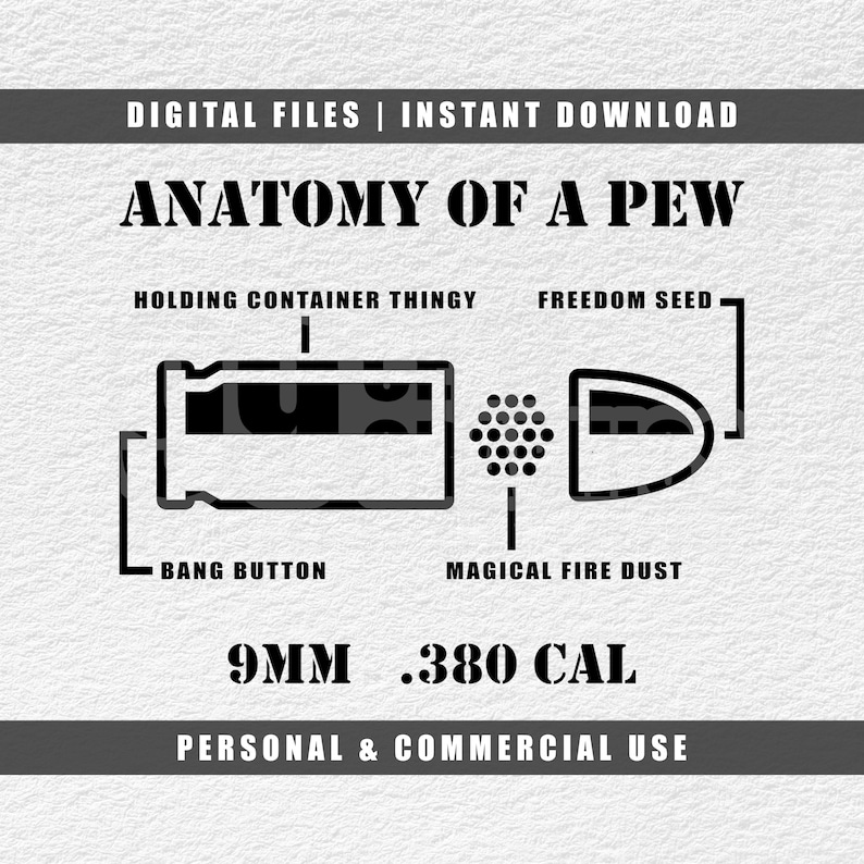 Anatomy of a Pew Design , 9mm Bullet Svg, Cricut Svg, Engraving File ...