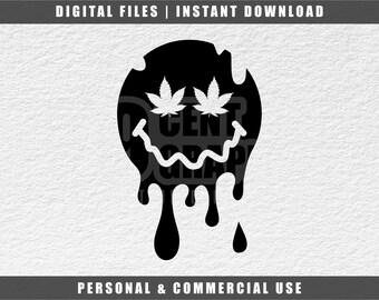 Trippy Gesicht, schmelzendes Gesicht, glückliches Gesicht, Unkraut Augen, Marihuana, Gravur, Cricut, Instant Download