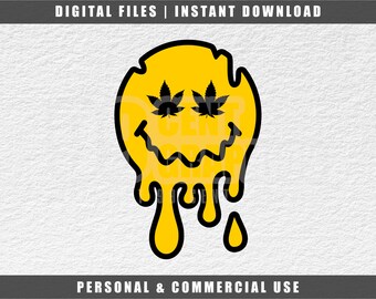 Melting Face Svg, Trippy Face Svg, Happy Face Svg, Weed Eyes, Marijuana Svg, Retro Svg, Cricut Svg, Instant Download