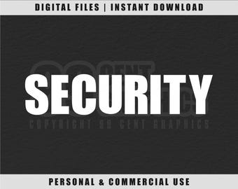 Security Word SVG: White Text, Guard Design (Digital Download)