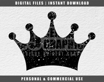 Distressed Crown SVG: Princess Tiara Graphic (Digital Download)