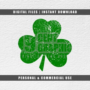 Trèfle Svg, trèfle à 3 feuilles, jour de la Saint-Patrick, Svg en détresse, Cricut Svg, téléchargement immédiat