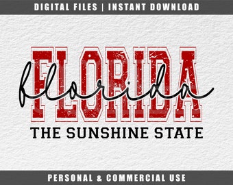 Florida SVG: Distressed Sunshine State Collegiate Design (Digital Download)