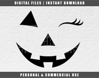Winking Pumpkin Face SVG: Halloween Cricut Cut File (Digital Download)
