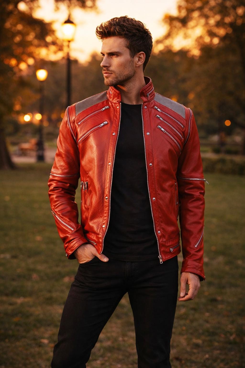 ジャケット・アウター   Red Label Leather Jacket Red leather jacket - Etsy 日本