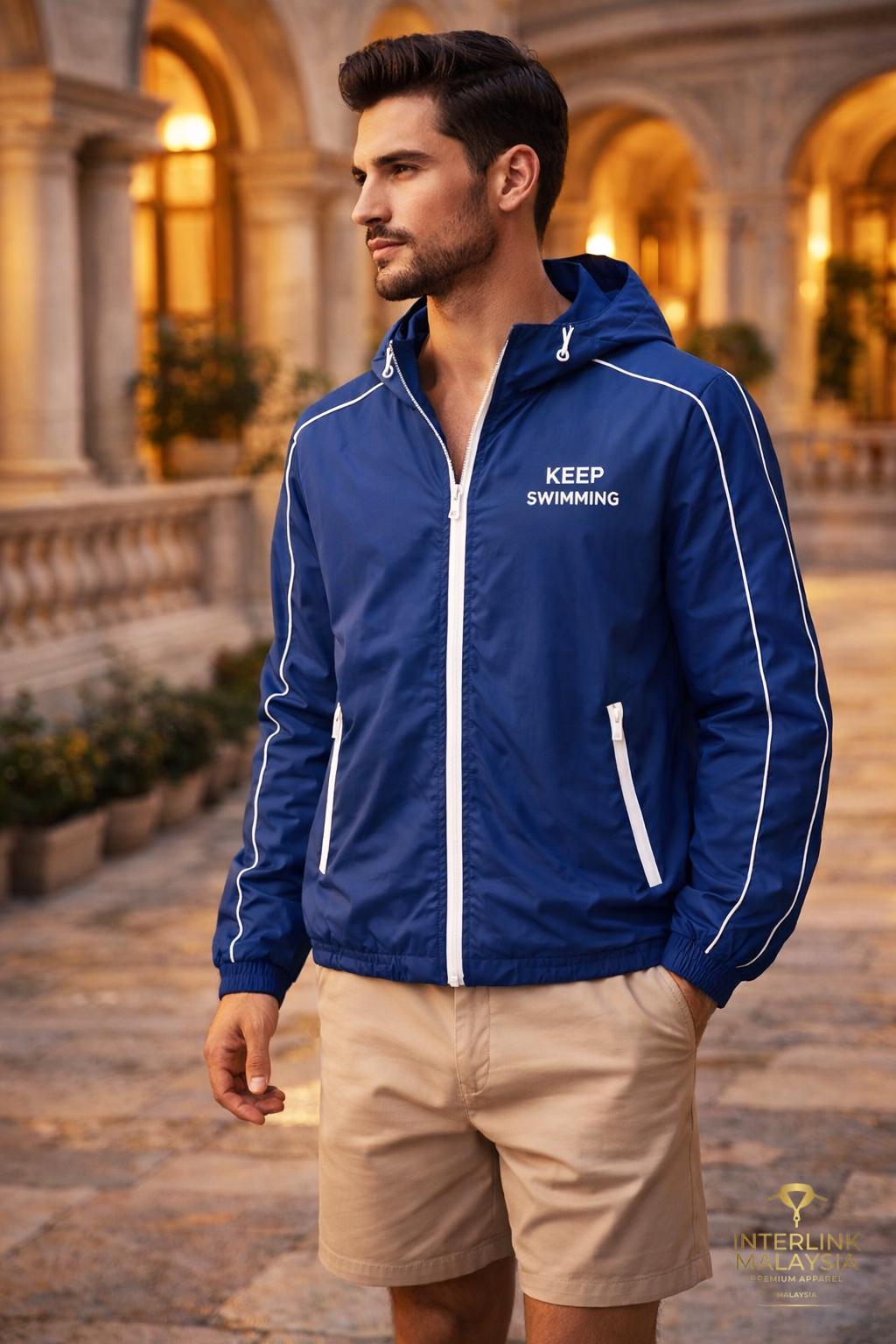 Handmade Keep Swimming Jacket | Blue Bomber Hooded Jacket | BTS