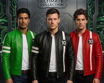 Handmade Ben 10 Alien Force & Omniverse Leather Cosplay Jacket | Real Leather Costume for Fans