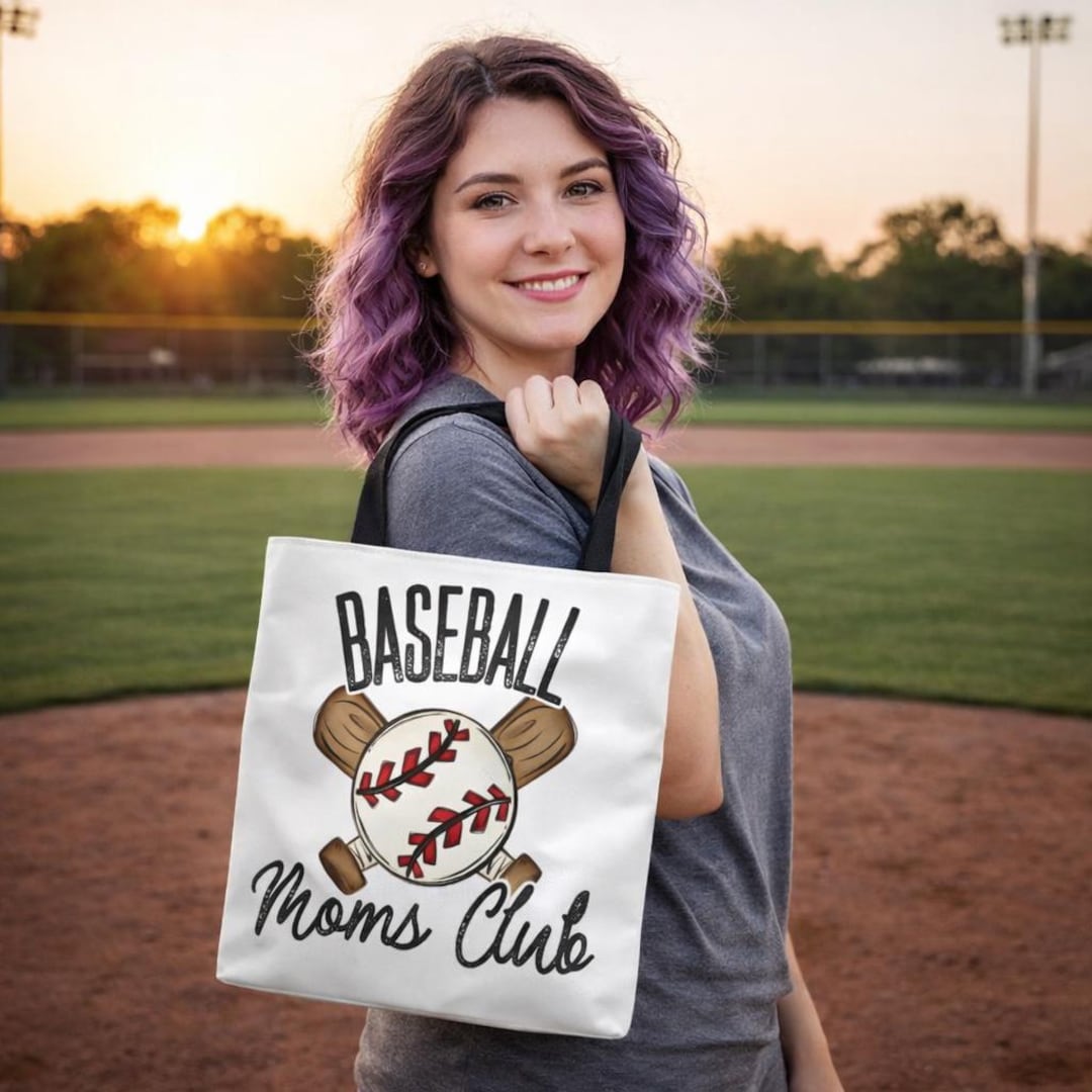Baseball Moms Club Tote Bag | Baseball Ball and Bats Design - Etsy