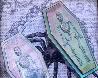 Boîte cercueil squelette - Boîte cercueil tête de mort - Boîte à friandises en plastique - Boîte à bijoux en plastique - Boîte à bibelots - Boîte d'Halloween - Boîte à friandises d'Halloween