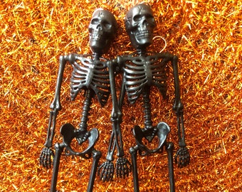 Black skeleton earrings - Halloween earrings - Big spooky/costume earrings