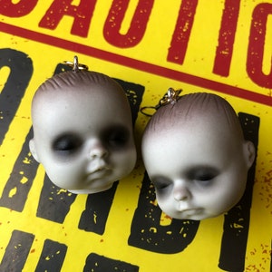 CREEPY baby doll head earrings - baby doll earrings - Halloween earrings