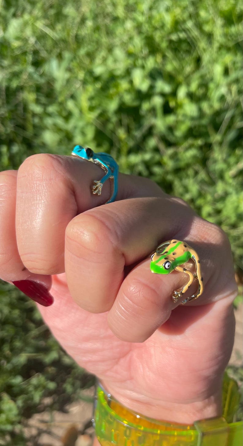 Frog Ring (adjustable Size) - Green Frog Ring - Blue Frog Ring ...