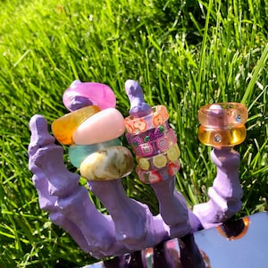 Acrylic Resin trendy rings, Resin rings, Chunky rings, Retro rings, Y2k rings, Acrylic rings, Fruit rings, Marble rings
