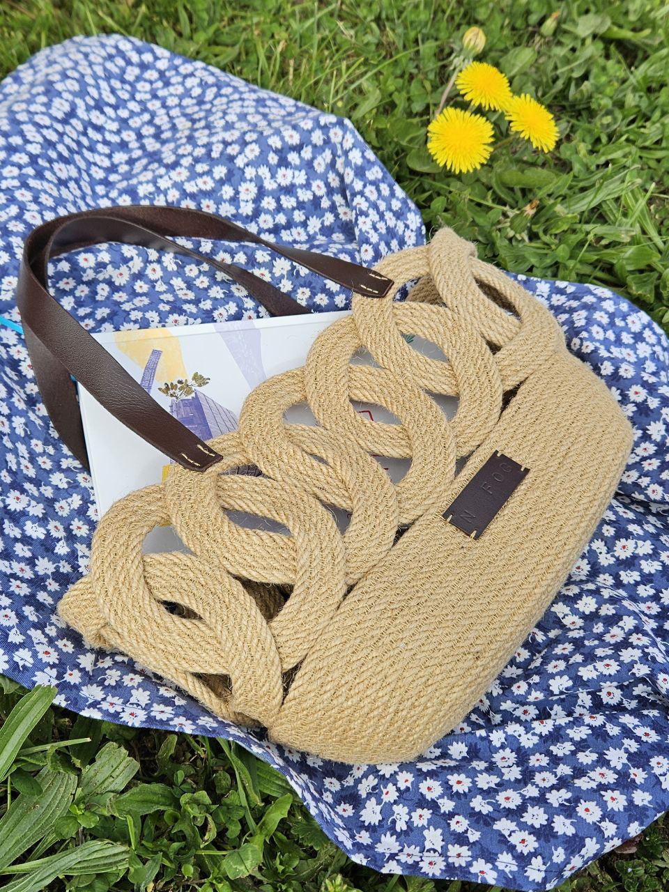 Summer Jute Rope Bag, Leather Handle, Natural Materials - Etsy