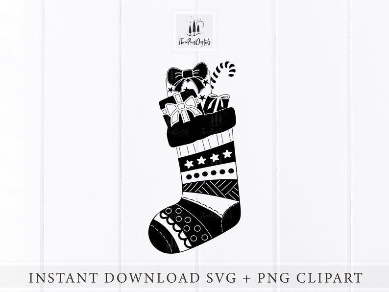 Christmas Stocking SVG Digital Download Silhouette Clipart - Etsy