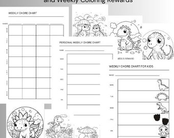 Reward Chart Colouring In Kids Chore Chart Printable, 1 Small Daily Coloring Reward, 12 Coloring ...