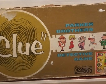Vintage 1960s Parker Brothers "Clue" Detective Board Game complete
