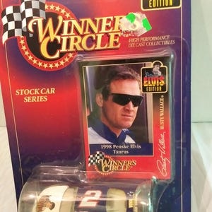 Nascar No. 2 Rusty Wallace 1998 Penske Elvis Presley Taurus Druckguss-Sammlerauto & Karte