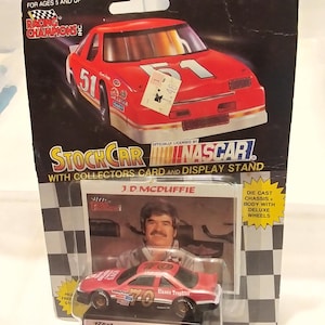 NASCAR Stock Car No. 70 J.D. McDuffie Die-Cast, Display Stand, Trading Card
