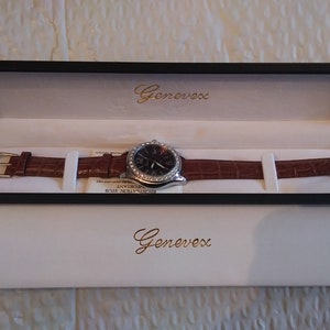 Genevex Quartz Ladies Watch, Brown Genuine Leather With Original Box, New (offers)