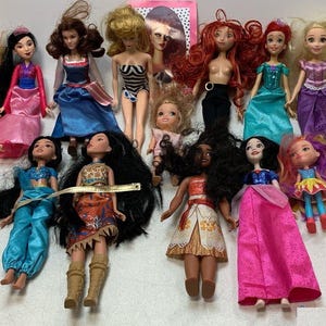 Vintage 35th Anniversary Barbie & Disney Princesses Mixed Fashion Dolls