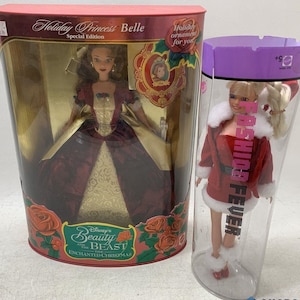 Disney&#39;s Beauty And The Beast Enchanted Christmas Belle + Barbie Fashion Fever Kayla