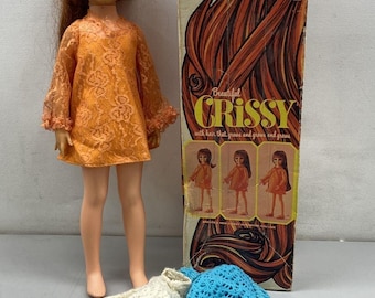 Muñeca Crissy de Ideal Toy Corp, vintage de 1968, con cabello en crecimiento, caja y ropa