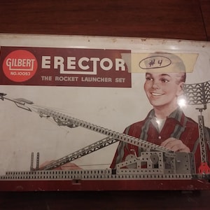 Vintage Gilbert Erector Set No. 10053 (#4) in Original Metal Case w/Manual+