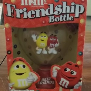 Red and Yellow M&M &quot;Best Friends&quot; Friendship Bottle Candy Container, MIB