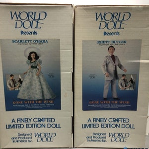 2pc Vintage World Dolls Movie Greats &quot;Gone With The Wind&quot; Rhett & Scarlett Dolls IOB