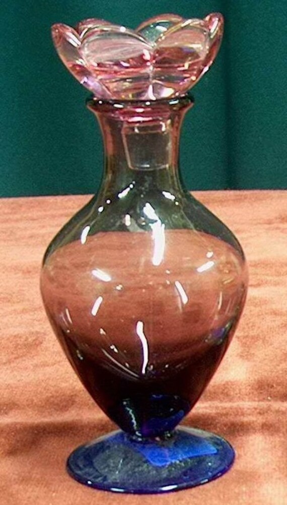 4 vintage glass perfume bottles - beautiful cobal… - image 5