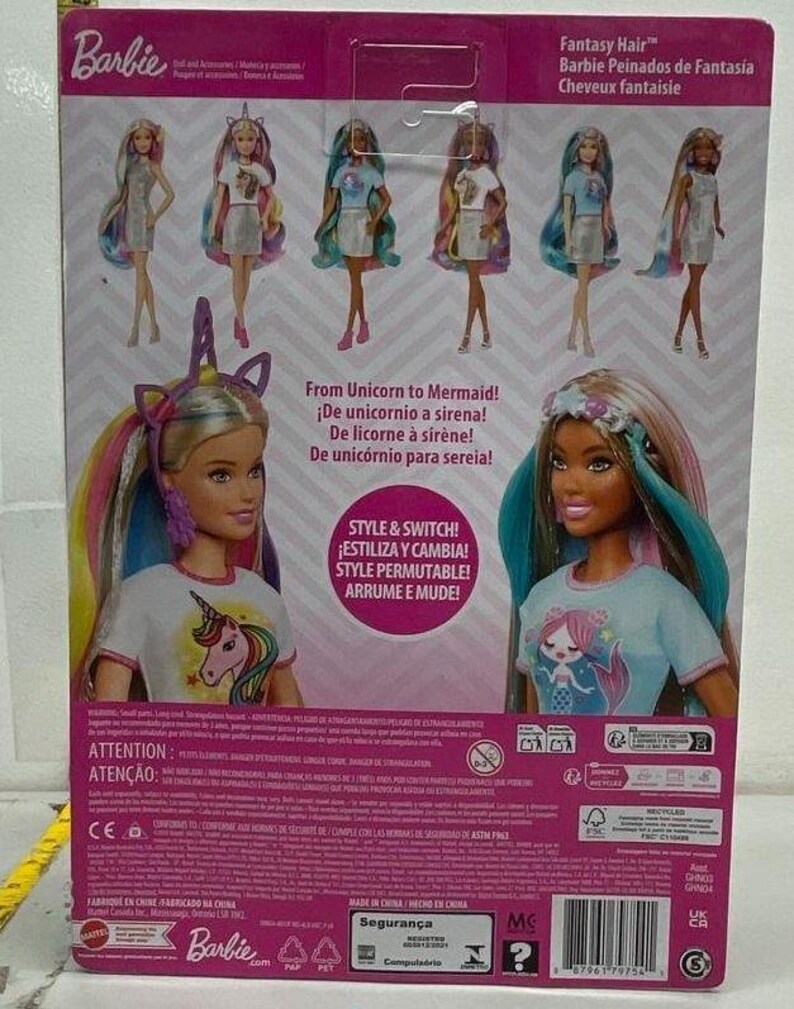Mattel Barbie Fantasy Hair Doll + Butterfly Dress Doll - New, Sealed image 5