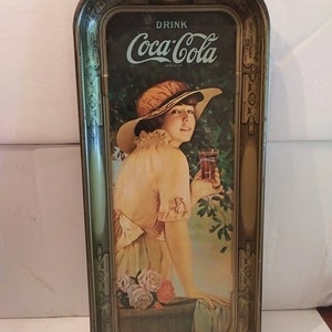 Vintage &quot;Drink Coca-Cola&quot; Lady Advertisement Metal Serving Tray v2
