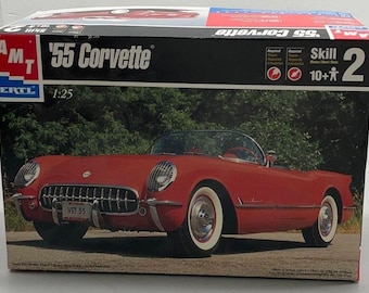 Kit de modelo em escala 1:25 do Chevrolet Corvette 1955 - Completo da AMT