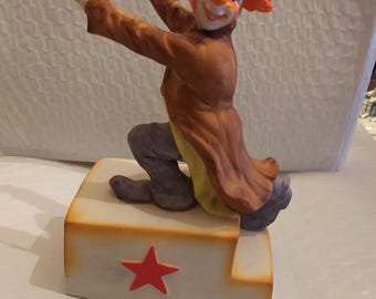 Circus Clown Figural Music Box wind-up with switch