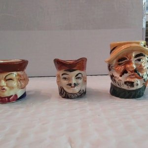3 Vintage Miniature Toby Style Mugs/Pitchers - stamped &quot;Made in Japan&quot;